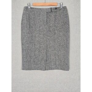 David N Women's Tweed Wool Blend Pencil Skirt Front Split Grey 10